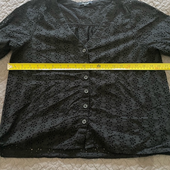 Madewell Black Village Eyelet Ruffle Sleeve Blouse - Picture 8 of 11